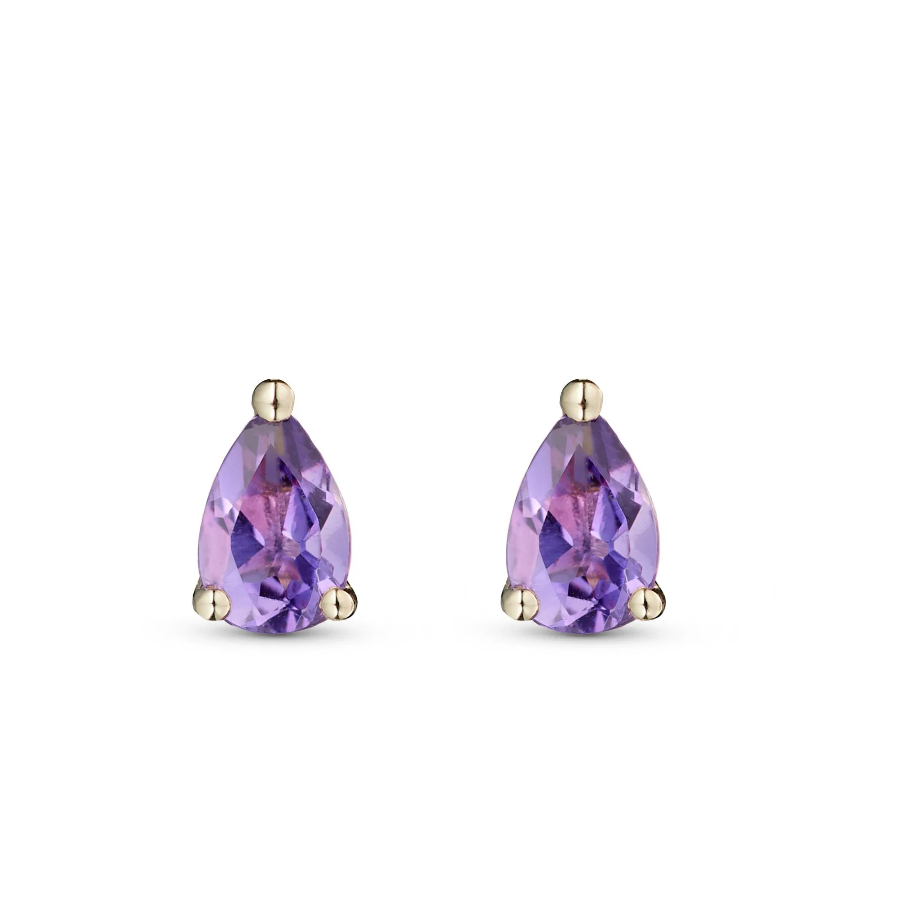 Beaverbrooks 9ct Yellow Gold Amethyst Stud Earrings