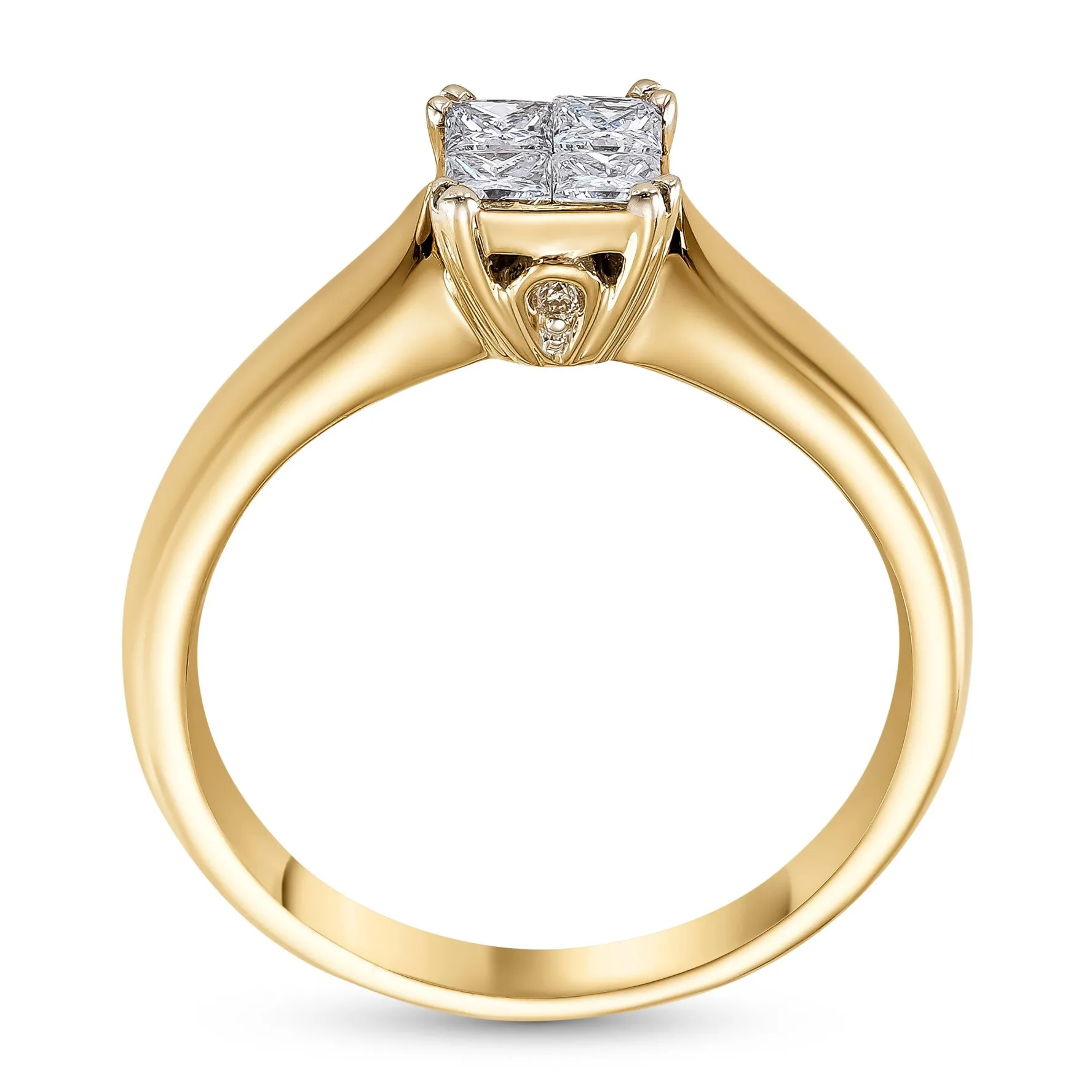 Beaverbrooks 18ct Yellow Gold Diamond Princess Cut Cluster Ring