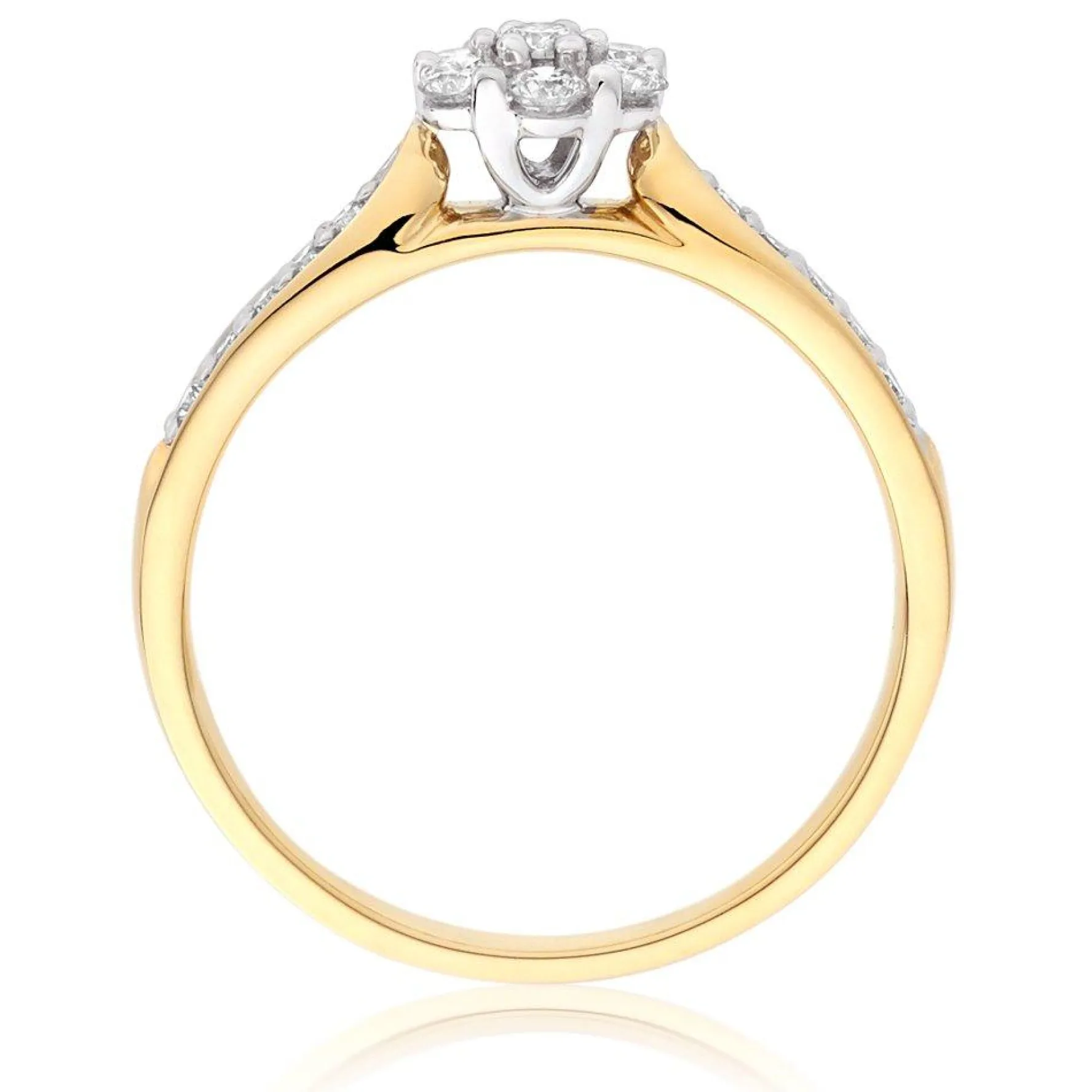 Beaverbrooks 18ct Yellow Gold Diamond Cluster Engagement Ring