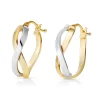 Beaverbrooks 9ct Yellow Gold and White Gold Twist Earrings