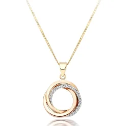 Beaverbrooks 9ct Yellow Gold, White Gold and Rose Gold Cubic Zirconia Pendant
