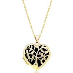 Beaverbrooks 9ct Yellow Gold Tree Heart Locket