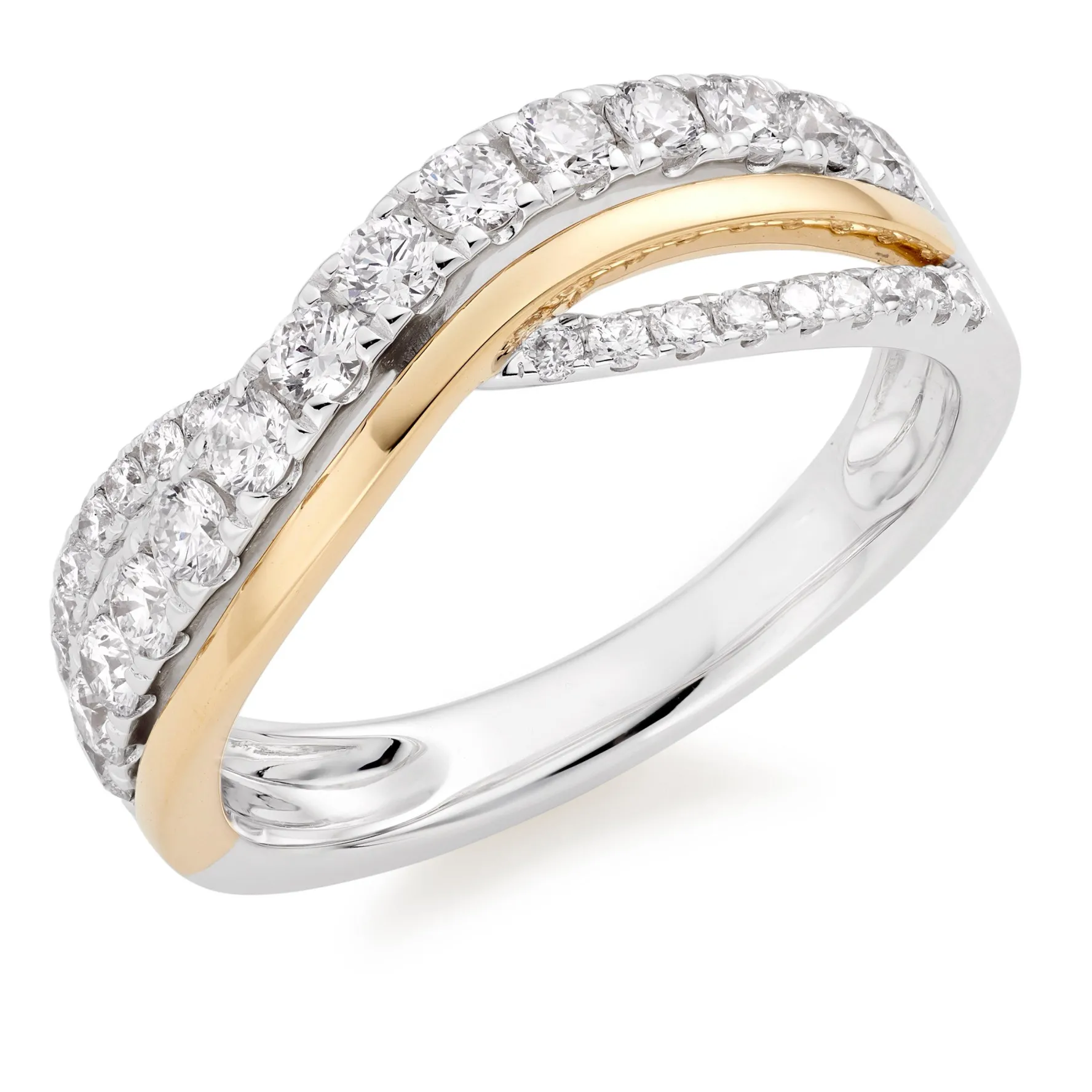 Beaverbrooks 18ct Yellow Gold and White Gold Diamond Half Eternity Ring