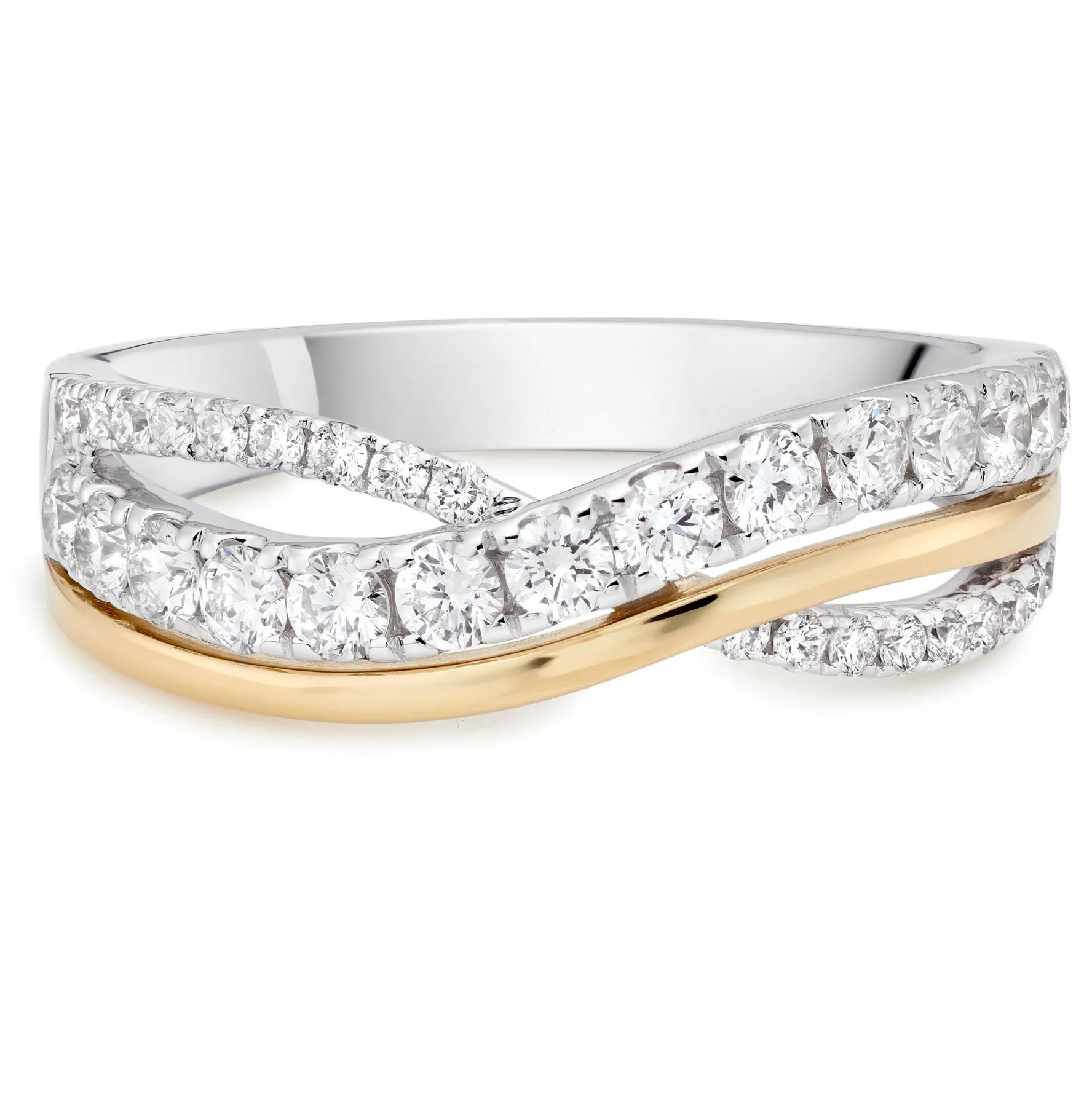 Beaverbrooks 18ct Yellow Gold and White Gold Diamond Half Eternity Ring