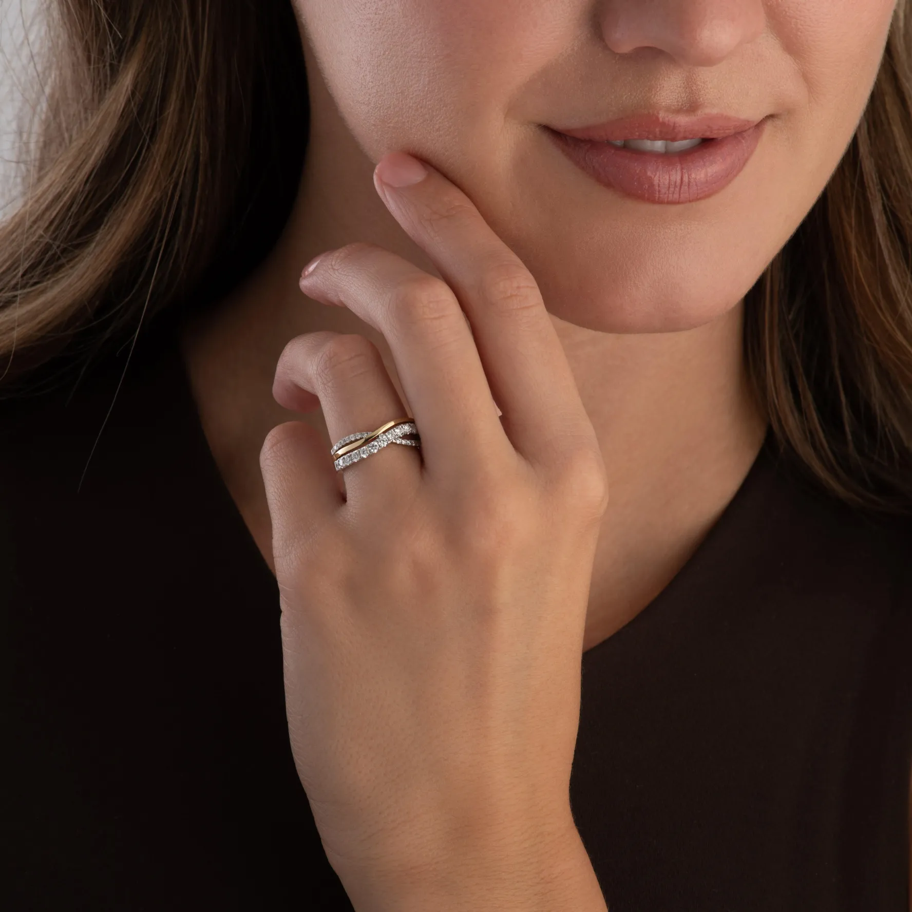 Beaverbrooks 18ct Yellow Gold and White Gold Diamond Half Eternity Ring