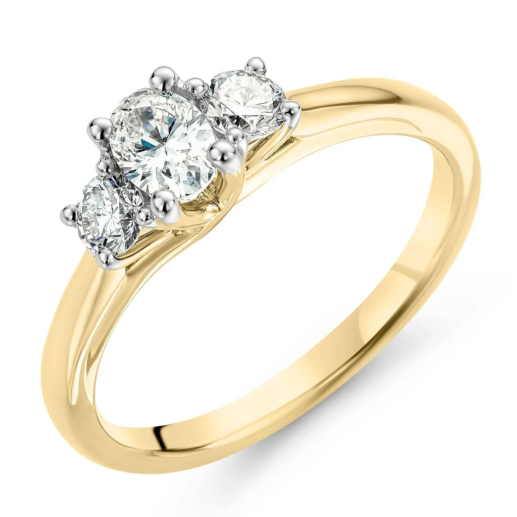 Beaverbrooks 18ct Yellow Gold Three Stone Diamond Engagement Ring
