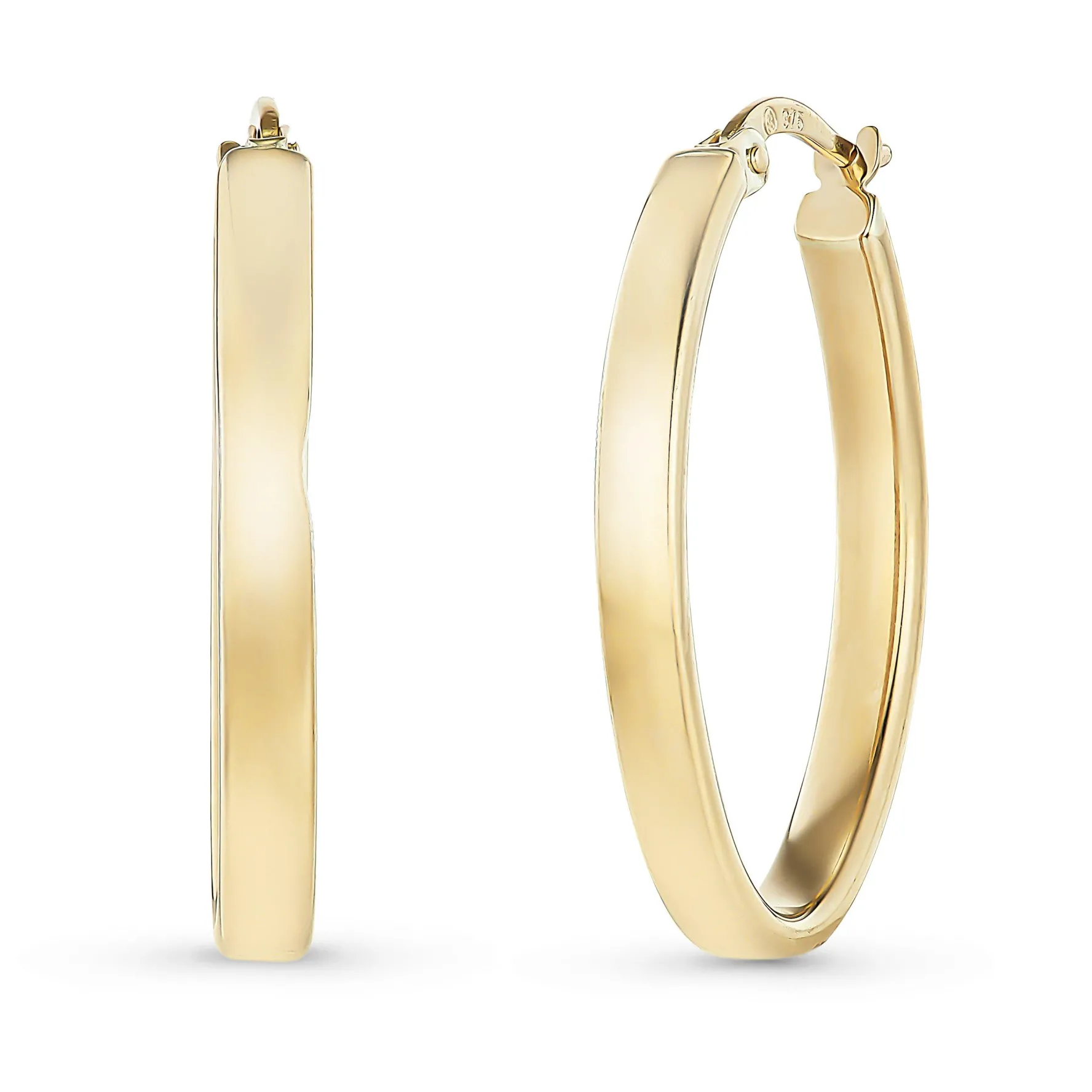 Beaverbrooks 9ct Yellow Gold Oval Hoop Earrings