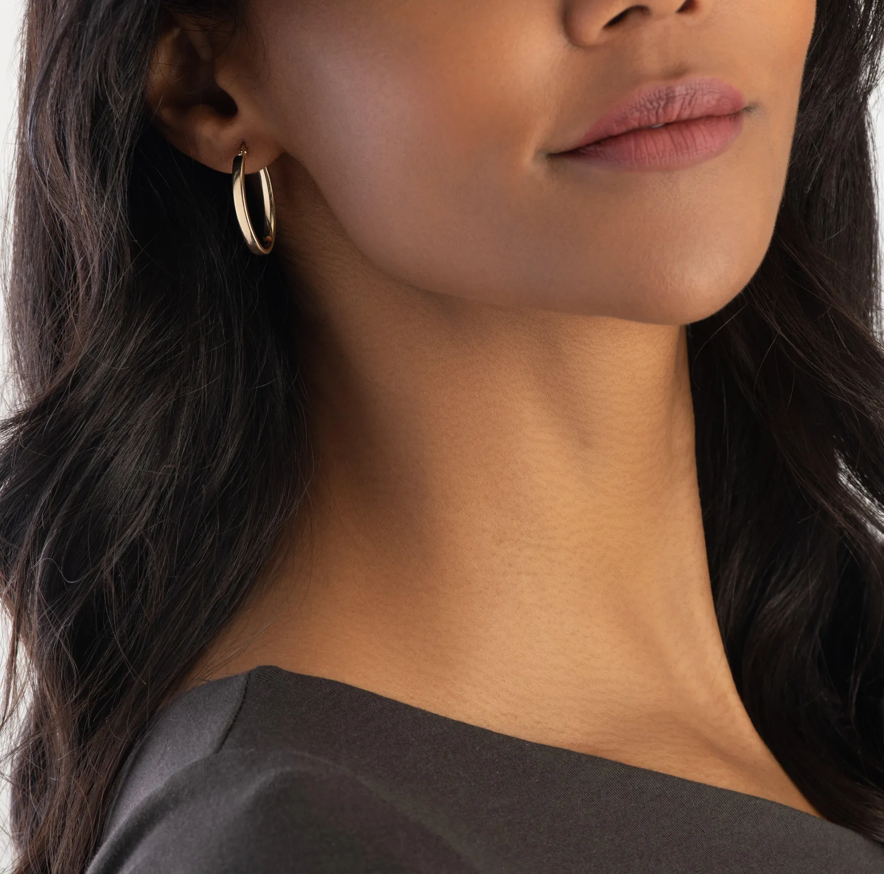 Beaverbrooks 9ct Yellow Gold Oval Hoop Earrings