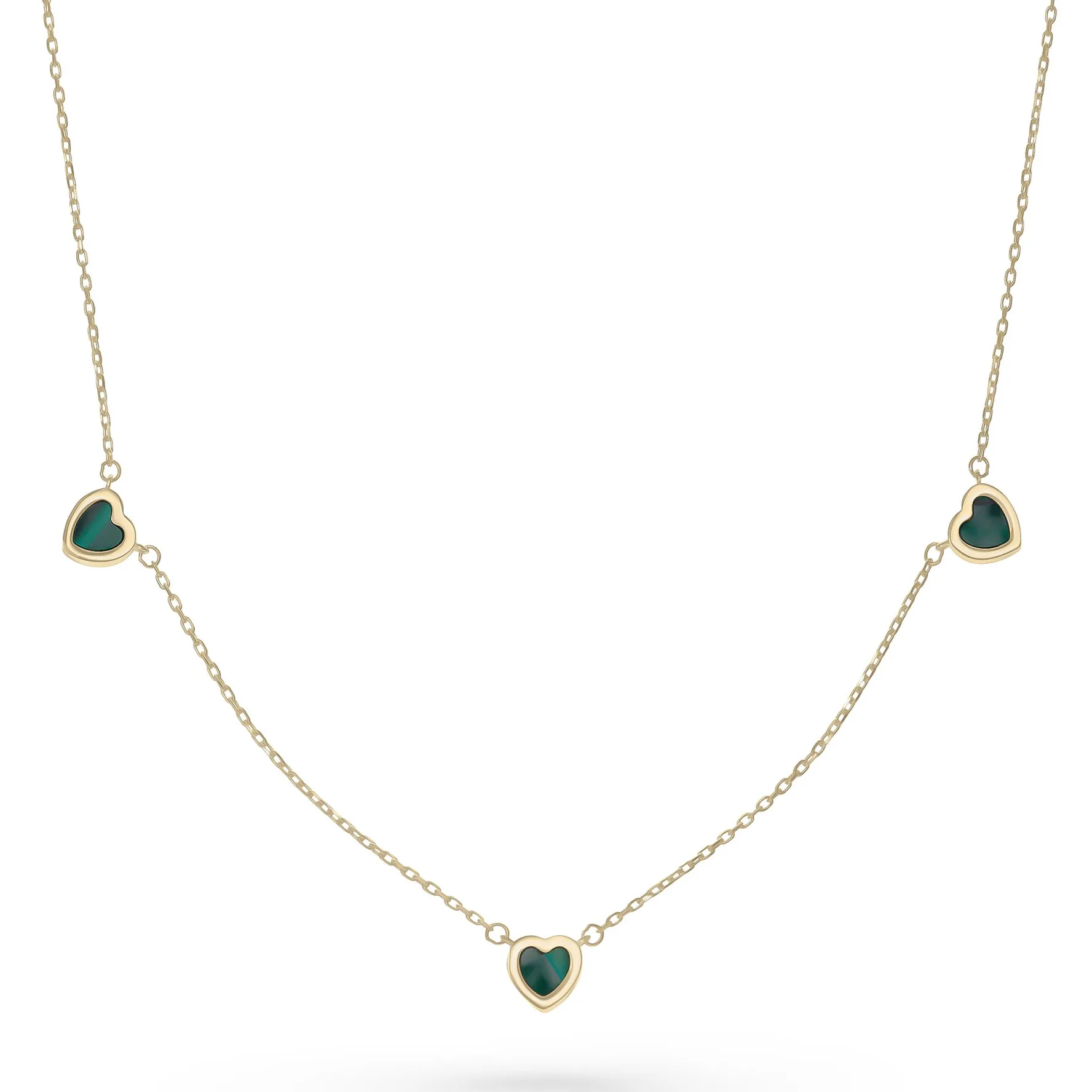 Beaverbrooks 9ct Yellow Gold Malachite Heart Necklace