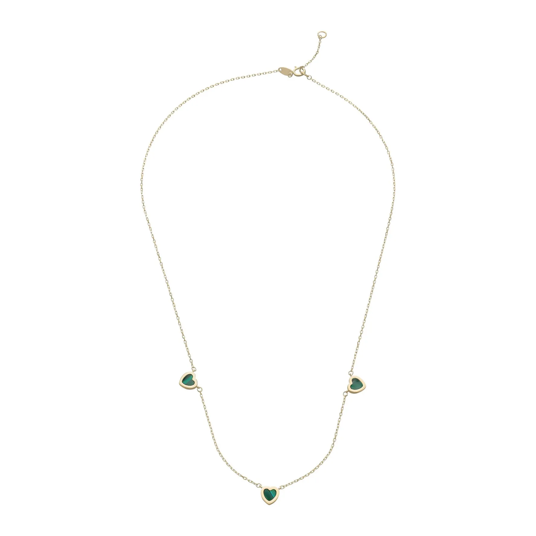 Beaverbrooks 9ct Yellow Gold Malachite Heart Necklace