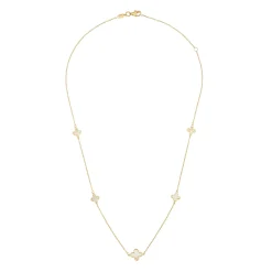 Beaverbrooks 9ct Yellow Gold Mother of Pearl Clover Necklace