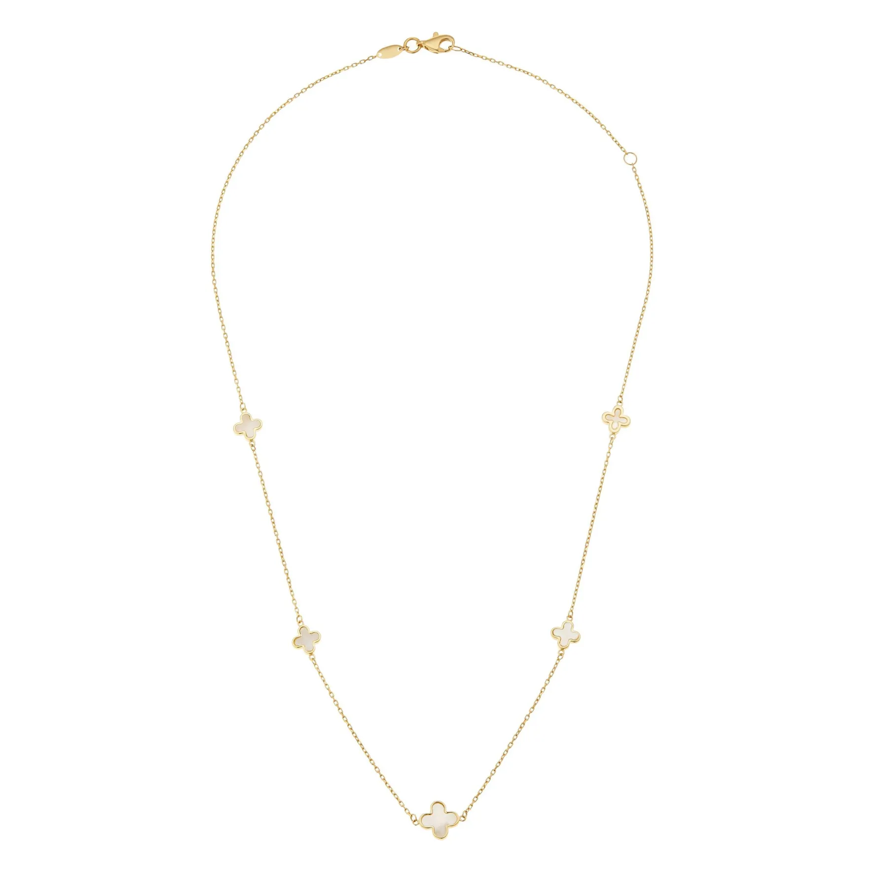 Beaverbrooks 9ct Yellow Gold Mother of Pearl Clover Necklace