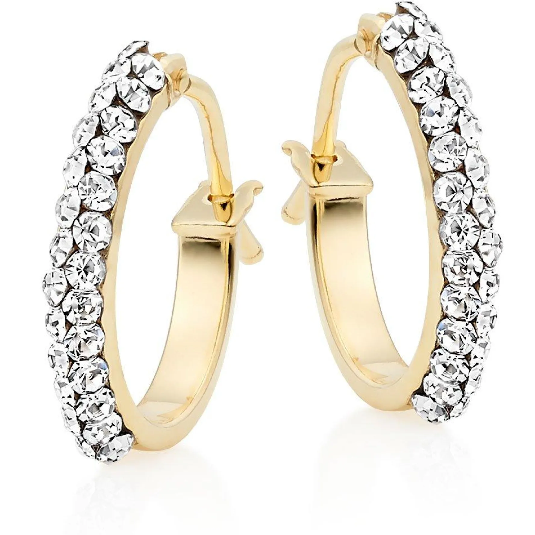 Beaverbrooks 9ct Yellow Gold Crystal Hoop Earrings