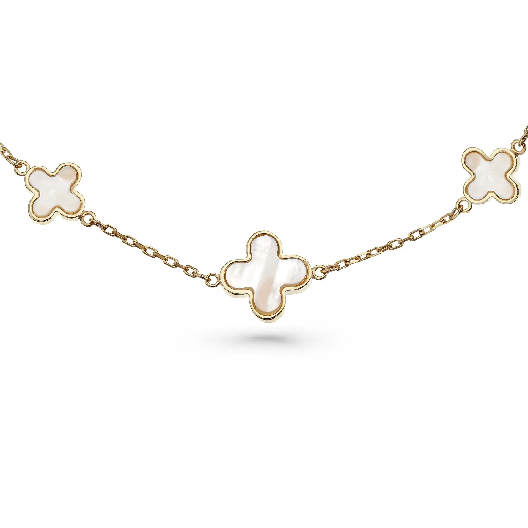 Beaverbrooks 9ct Yellow Gold Mother of Pearl Clover Bracelet