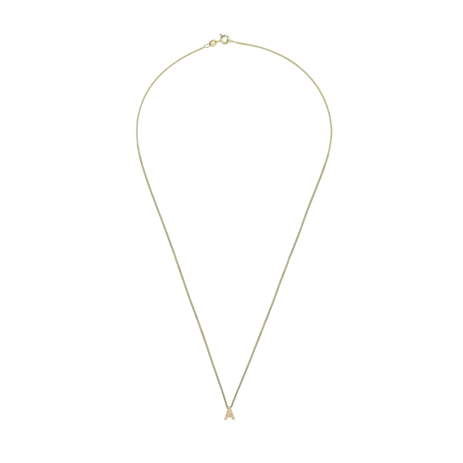 Beaverbrooks 9ct Yellow Gold Diamond Initial A Pendant