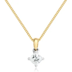 Beaverbrooks 18ct Yellow Gold Princess Cut Diamond Pendant
