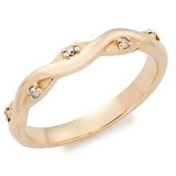 Beaverbrooks 9ct Yellow Gold Diamond Twist 1.5mm Wedding Ring
