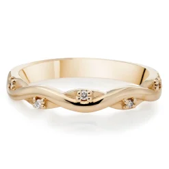 Beaverbrooks 9ct Yellow Gold Diamond Twist 1.5mm Wedding Ring