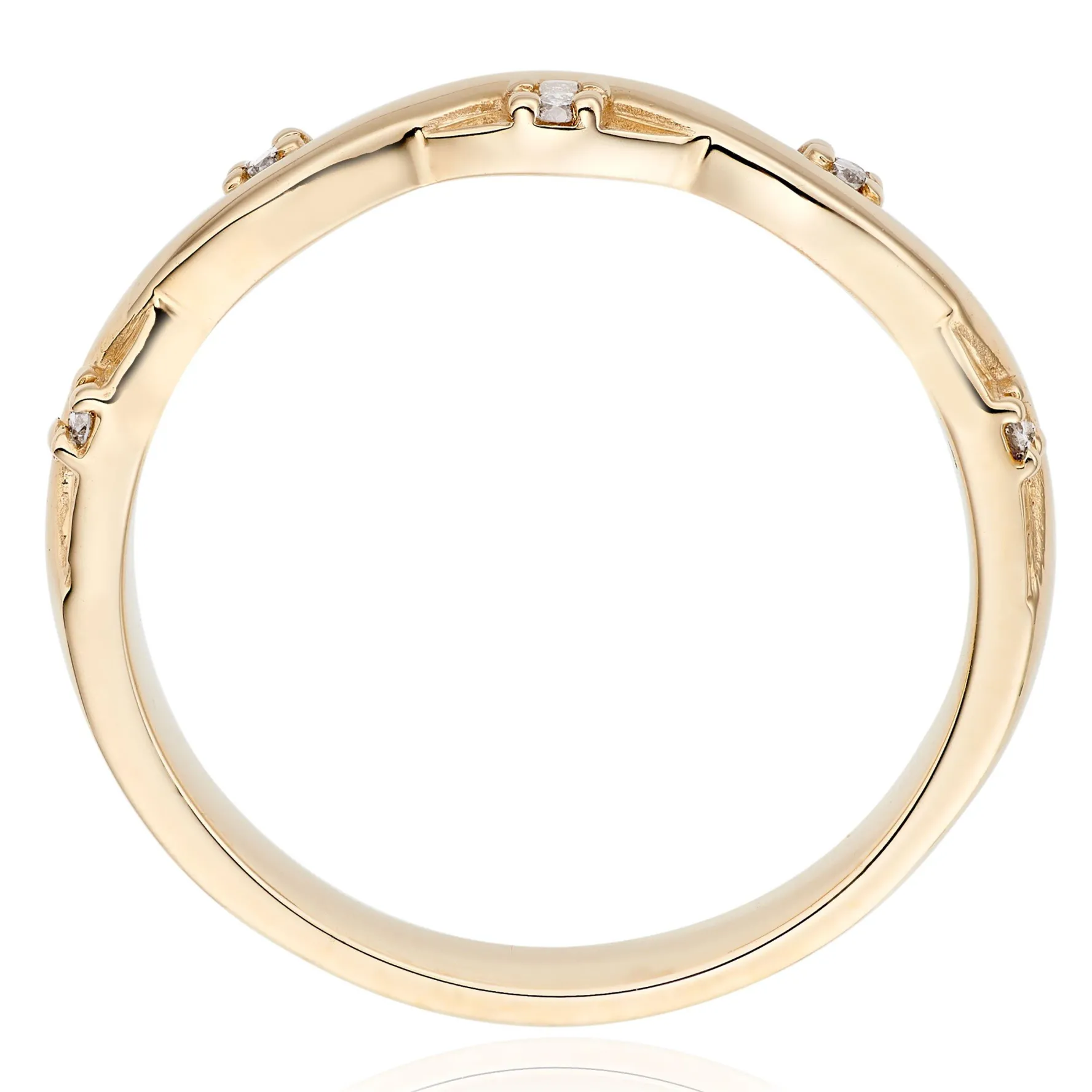 Beaverbrooks 9ct Yellow Gold Diamond Twist 1.5mm Wedding Ring