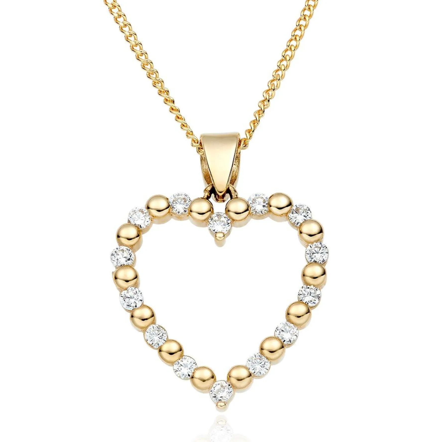 Beaverbrooks 9ct Yellow Gold Cubic Zirconia Heart Pendant