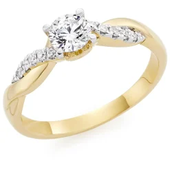 Beaverbrooks 18ct Yellow Gold Diamond Twist Solitaire Ring