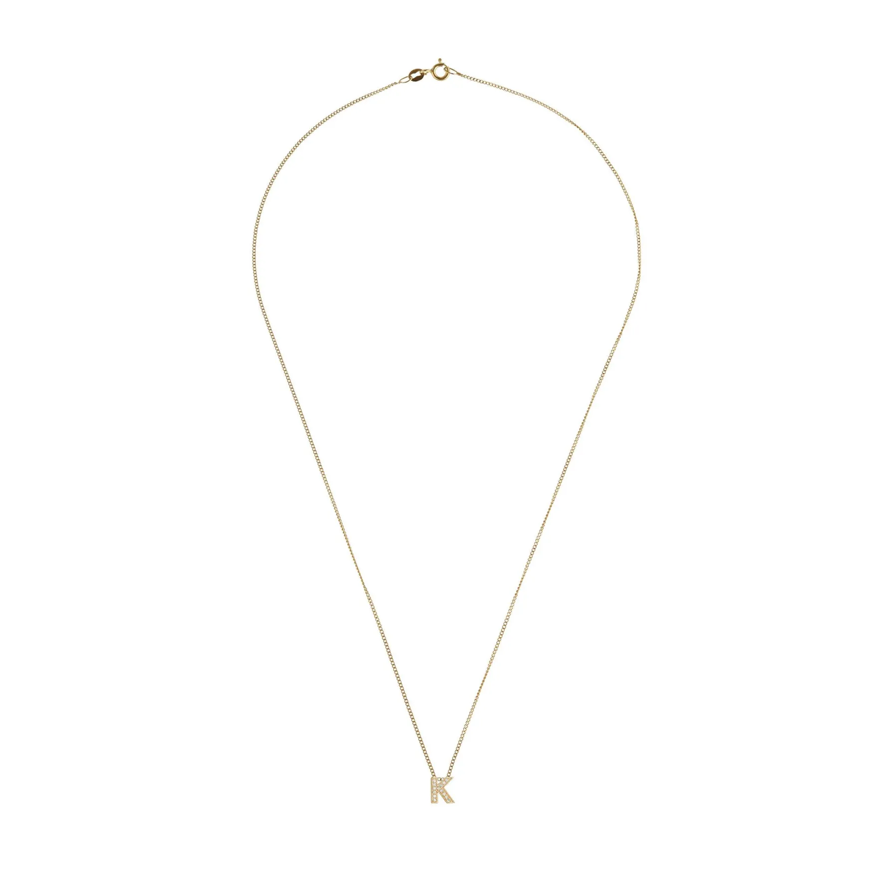 Beaverbrooks 9ct Yellow Gold Diamond Initial K Pendant