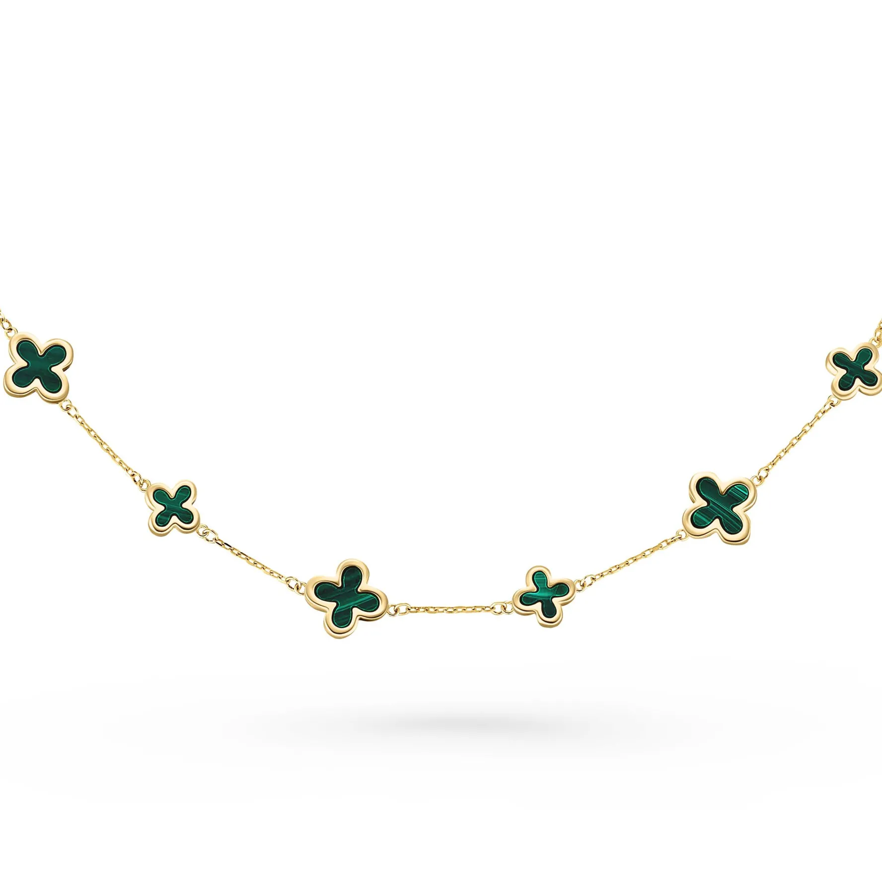 Beaverbrooks 9ct Yellow Gold Malachite Clover Bracelet