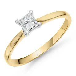 Beaverbrooks 9ct Yellow Gold Princess Diamond Solitaire Ring