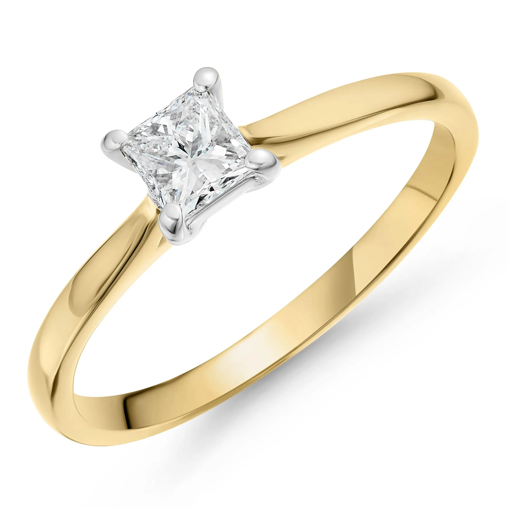 Beaverbrooks 9ct Yellow Gold Princess Diamond Solitaire Ring