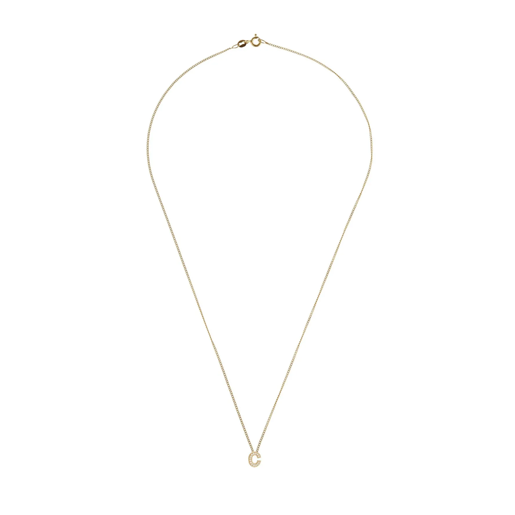 Beaverbrooks 9ct Yellow Gold Diamond Initial C Pendant