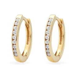 Beaverbrooks 9ct Yellow Gold Diamond Huggie Hoop Earrings