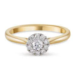 Beaverbrooks 18ct Yellow Gold Diamond Halo Engagement Ring