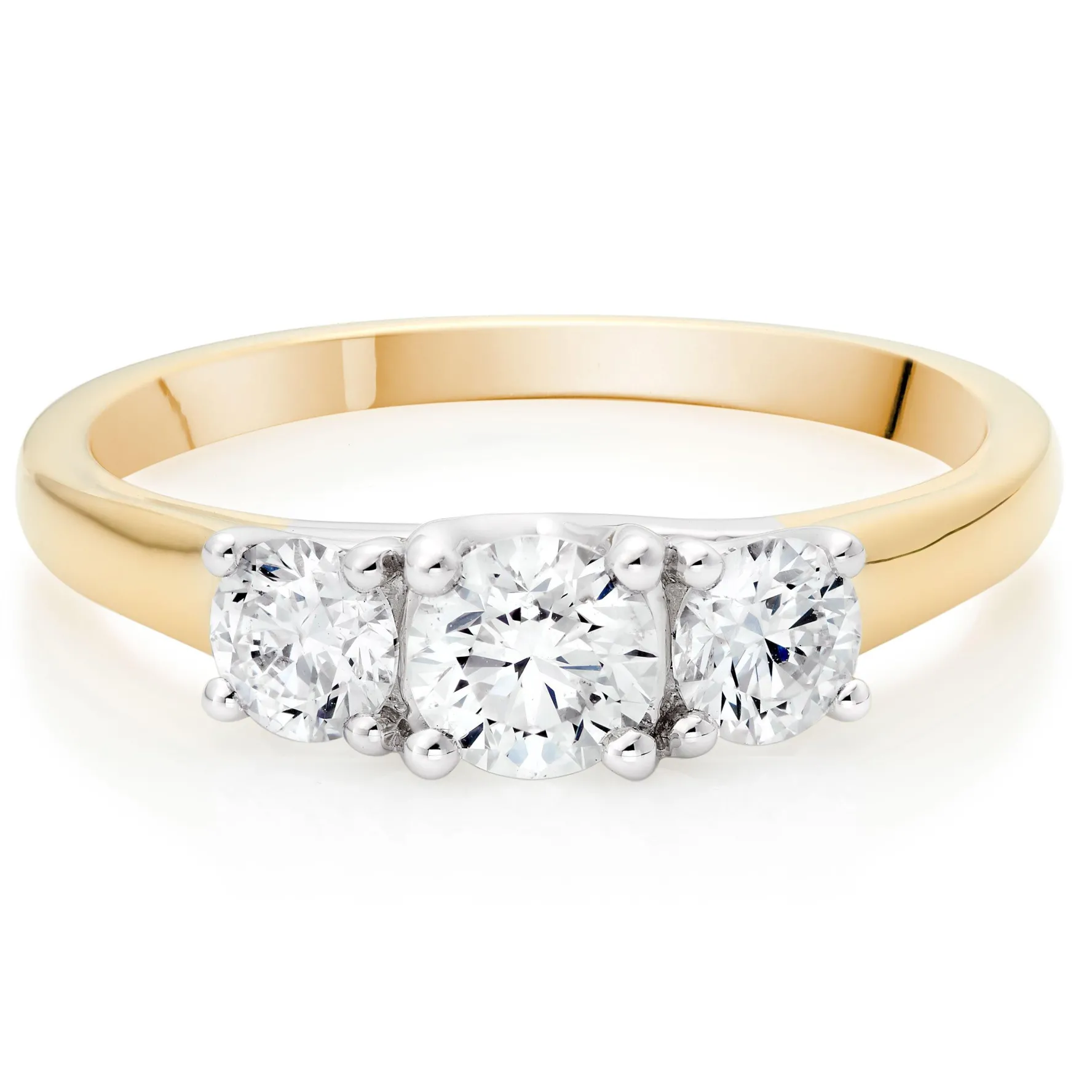 Beaverbrooks 18ct Yellow Gold Diamond Three Stone Ring