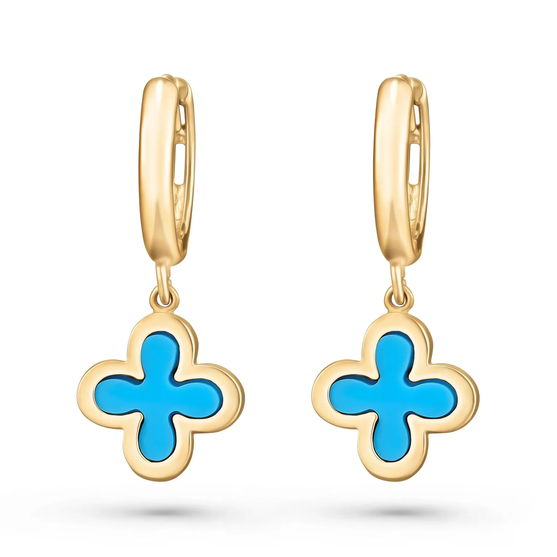 Beaverbrooks 9ct Yellow Gold Clover Huggie Earrings