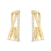 Beaverbrooks 9ct Yellow Gold Cubic Zirconia Twist Hoop Earrings