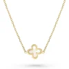 Beaverbrooks 9ct Yellow Gold Mother of Pearl Single Clover Necklace
