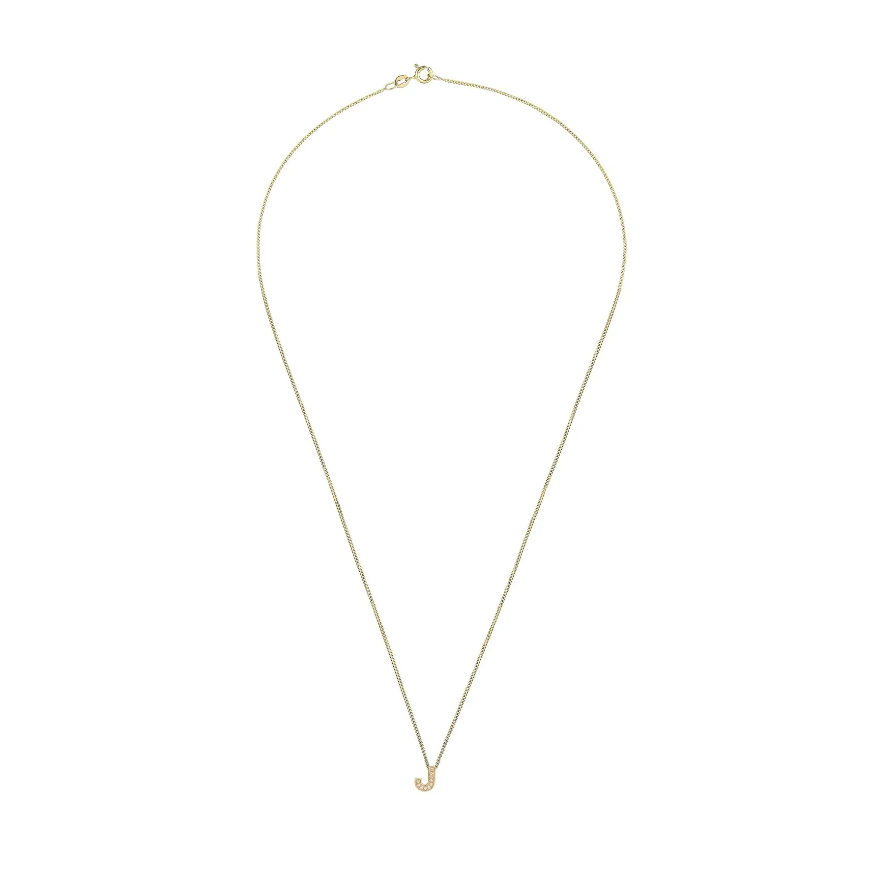 Beaverbrooks 9ct Yellow Gold Diamond Initial J Pendant
