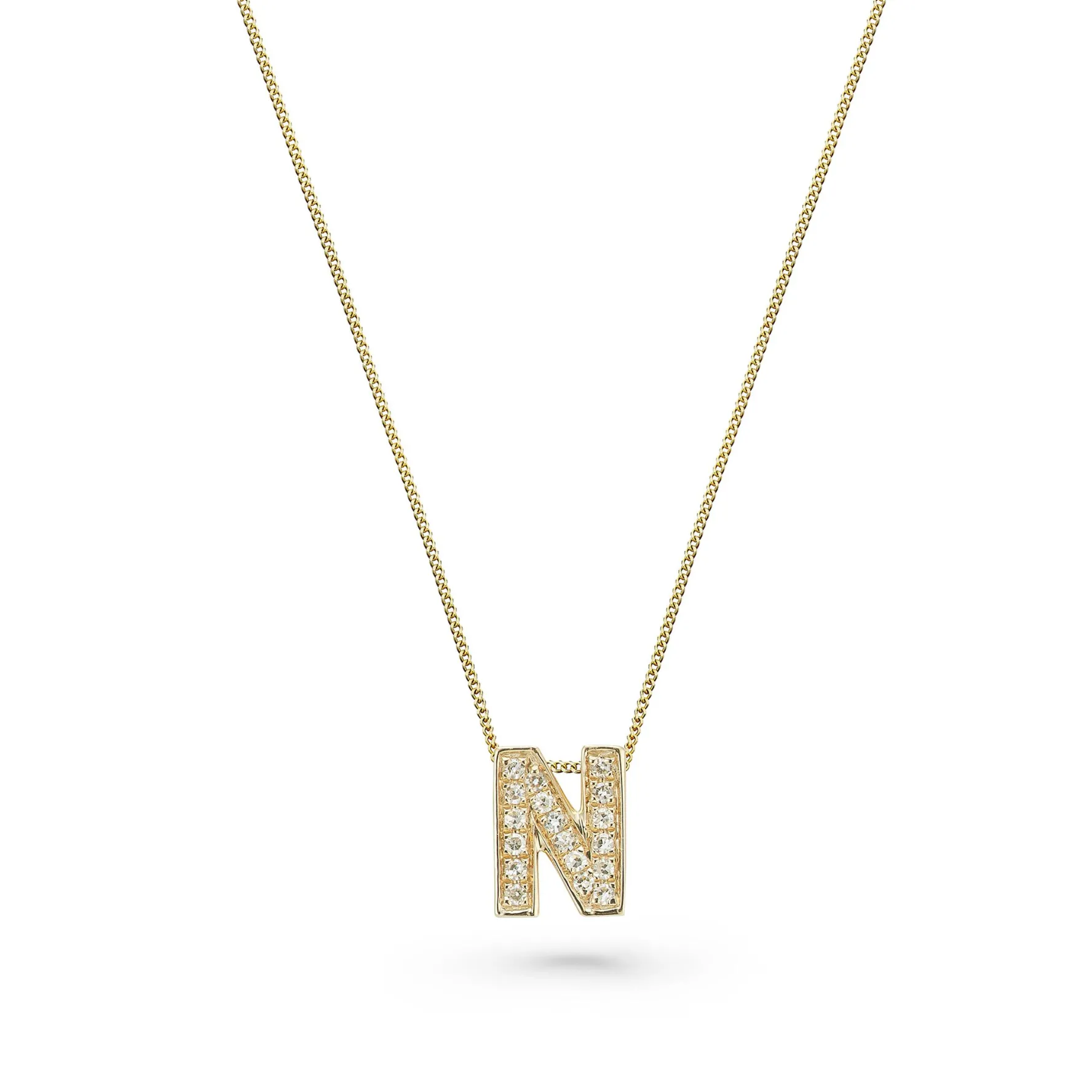 Beaverbrooks 9ct Yellow Gold Diamond Initial N Pendant