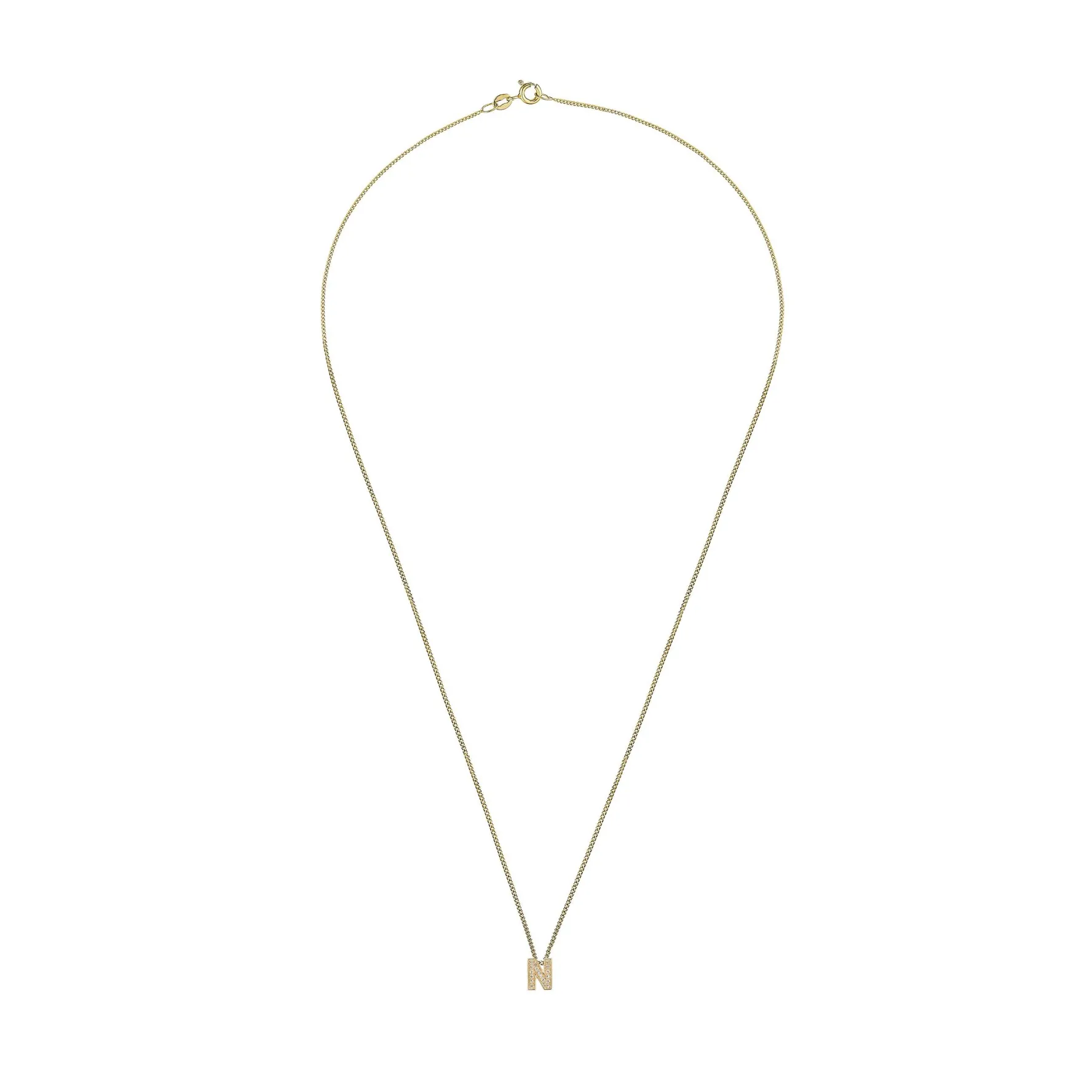Beaverbrooks 9ct Yellow Gold Diamond Initial N Pendant