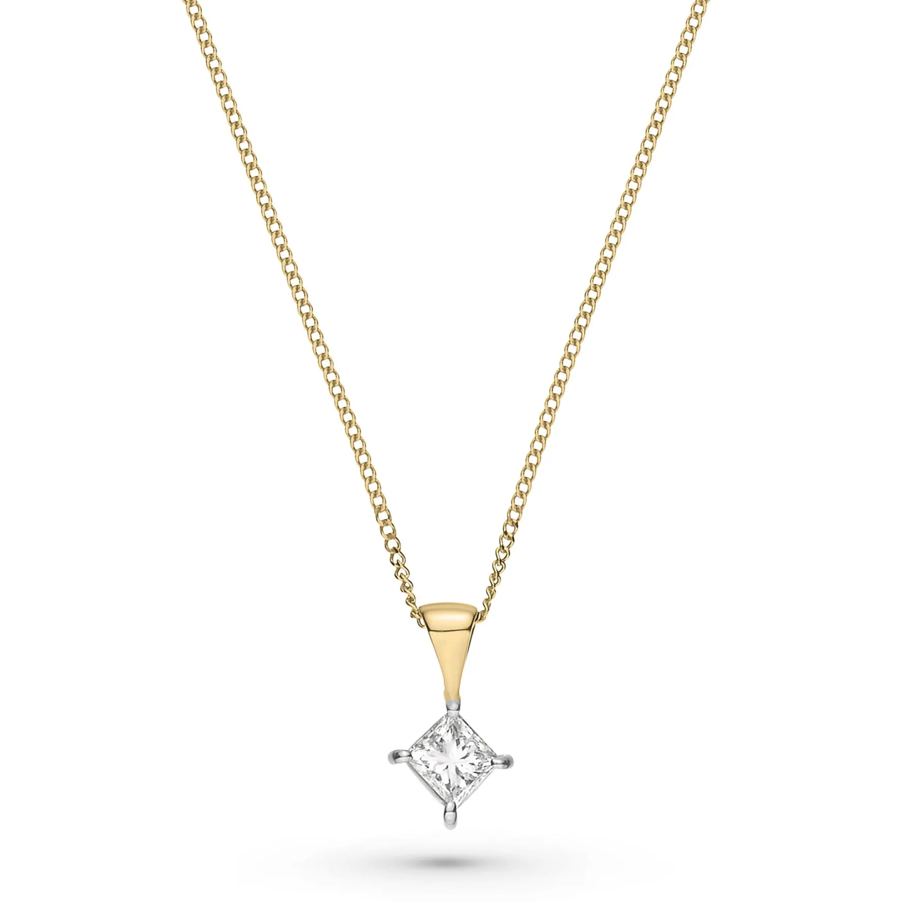 Beaverbrooks 9ct Yellow Gold Princess Diamond Pendant