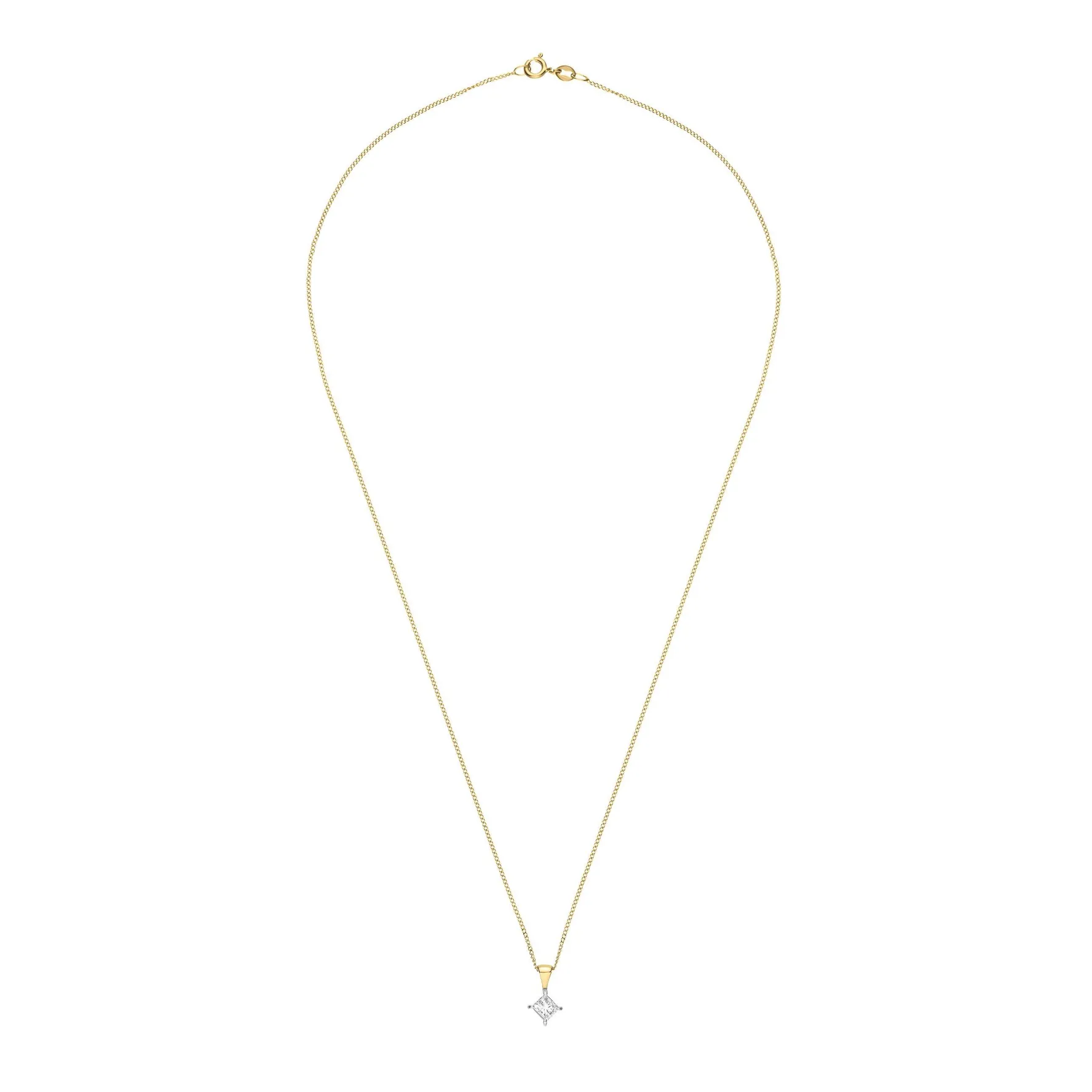 Beaverbrooks 9ct Yellow Gold Princess Diamond Pendant