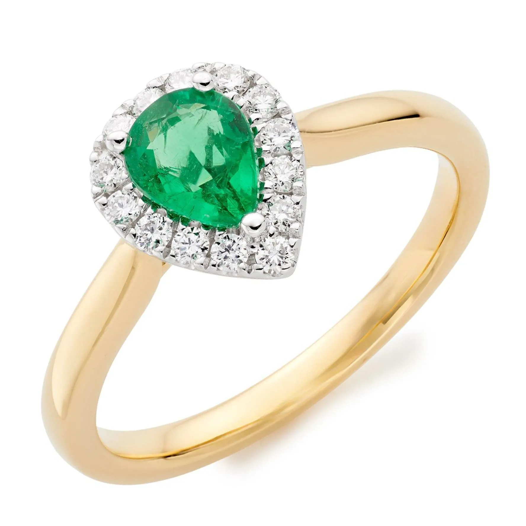 Beaverbrooks 18ct Yellow Gold Diamond Emerald Ring