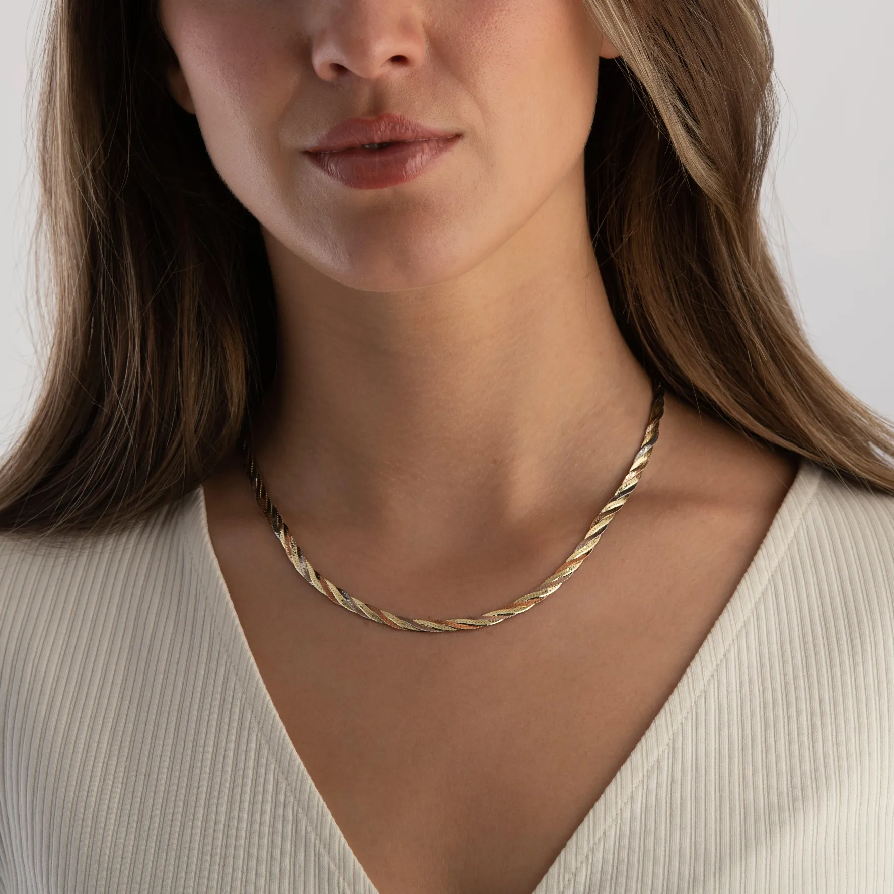 Beaverbrooks 9ct Yellow Gold, White Gold and Rose Gold Necklace
