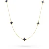 Beaverbrooks 9ct Yellow Gold Lapis Clover Necklace