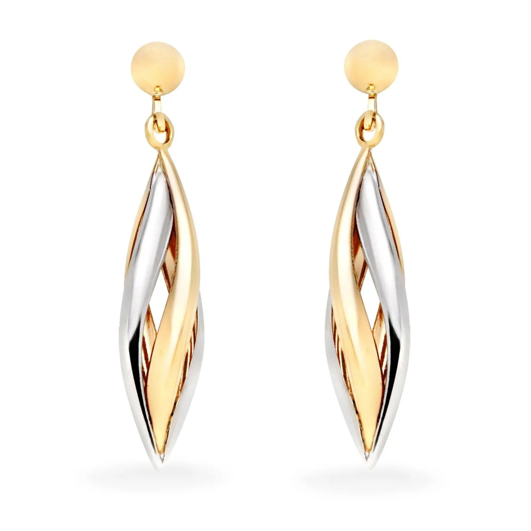 Beaverbrooks 9ct Yellow Gold and White Gold Drop Earrings