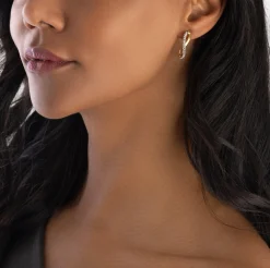 Beaverbrooks 9ct Yellow Gold Crystal Twist Earrings