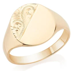 Beaverbrooks 9ct Yellow Gold Oval Pattern Signet Ring