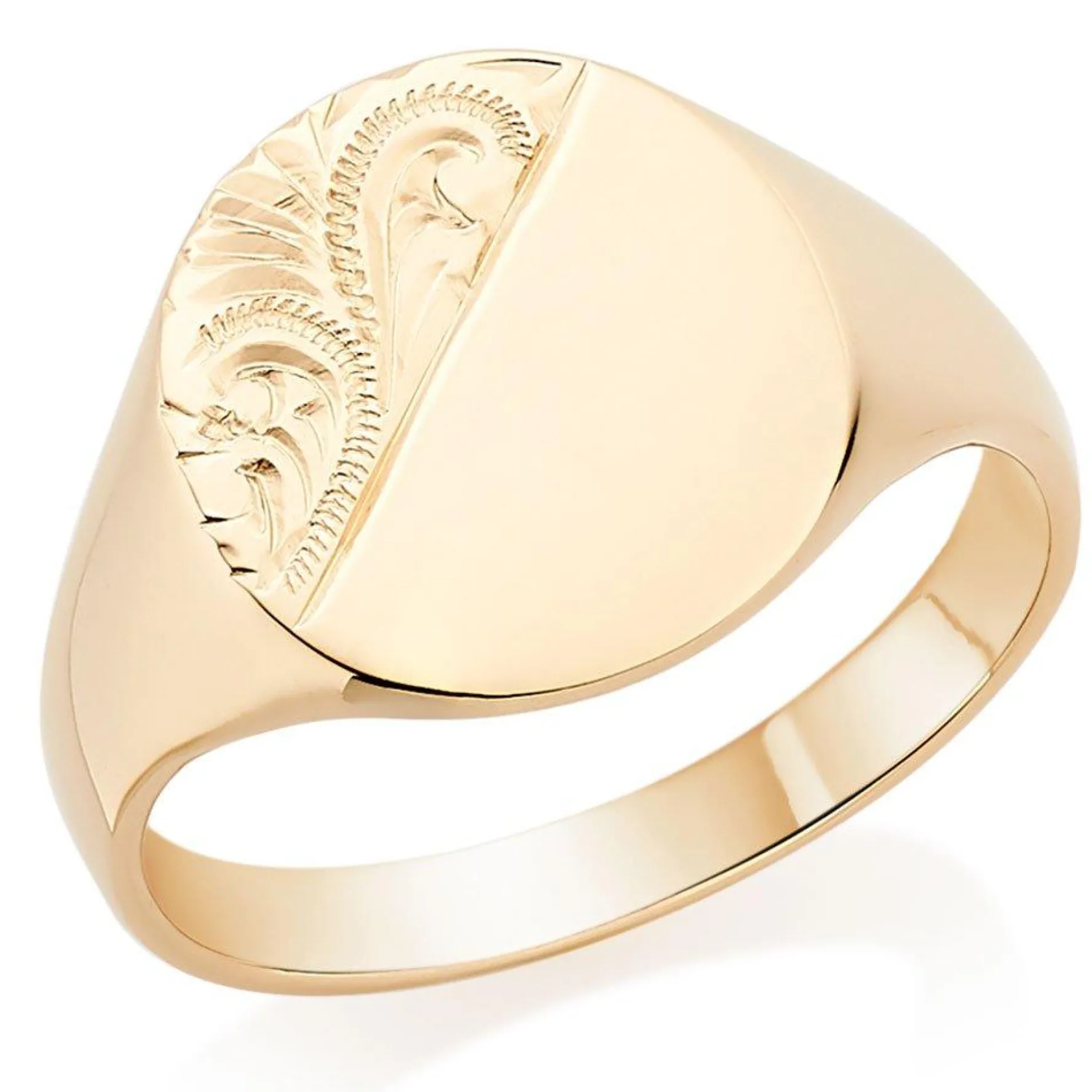 Beaverbrooks 9ct Yellow Gold Oval Pattern Signet Ring