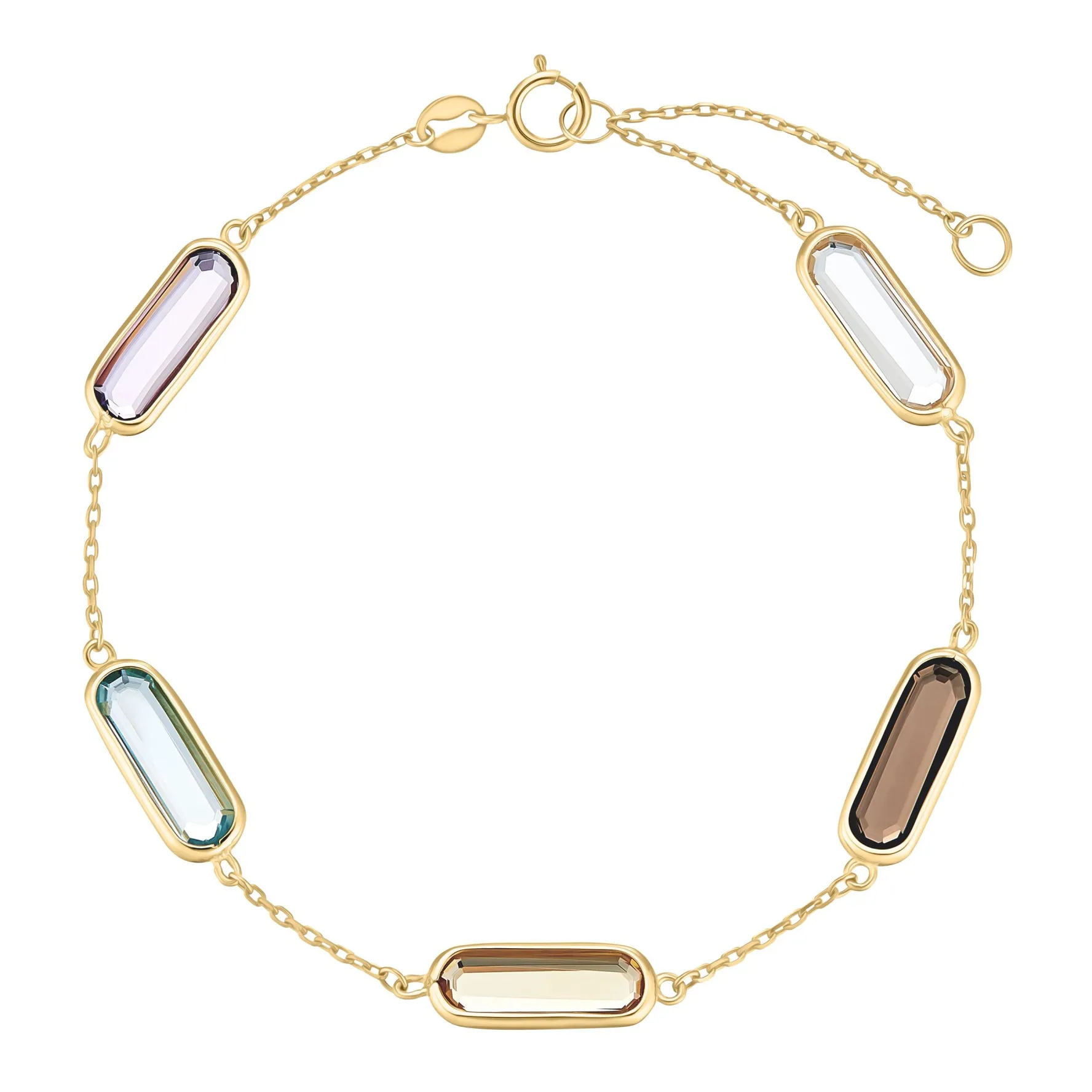 Beaverbrooks 9ct Yellow Gold Multi-Coloured Cubic Zirconia Bracelet