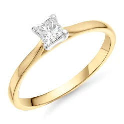 Beaverbrooks 18ct Yellow Gold Princess Diamond Solitaire Ring